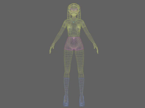 Basic anime girl V21301 3D Model