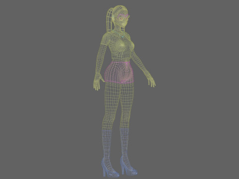 Basic anime girl V21301 Model 3D