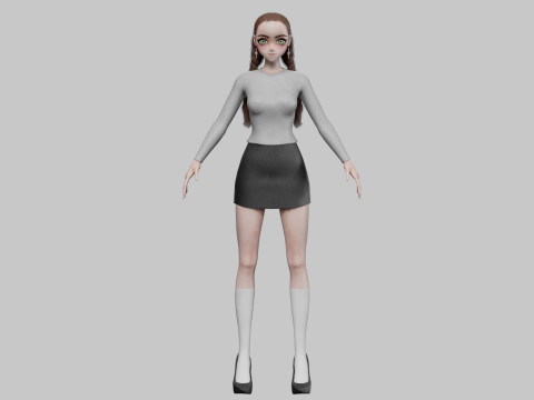 Basic classic girl V28222 3D 模型