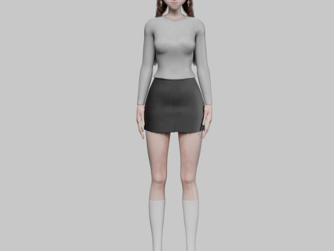 Basic classic girl V28222 3D 模型