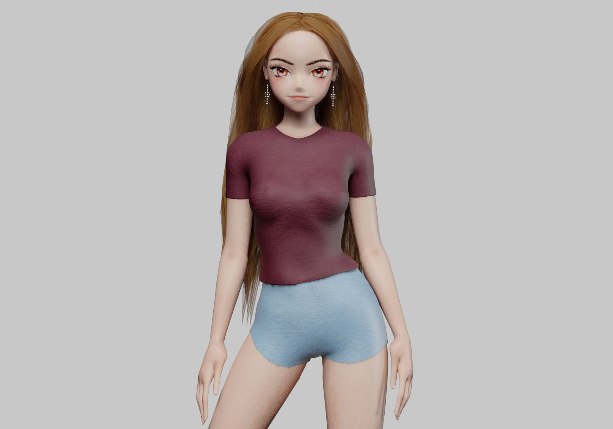 Basic cute girl V31959 3D Model .c4d .max .obj .3ds .fbx .stl .blend 