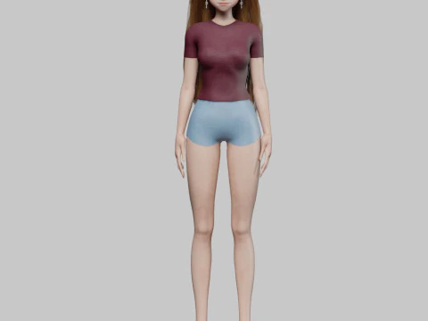 Basic cute girl V31959 3D Model