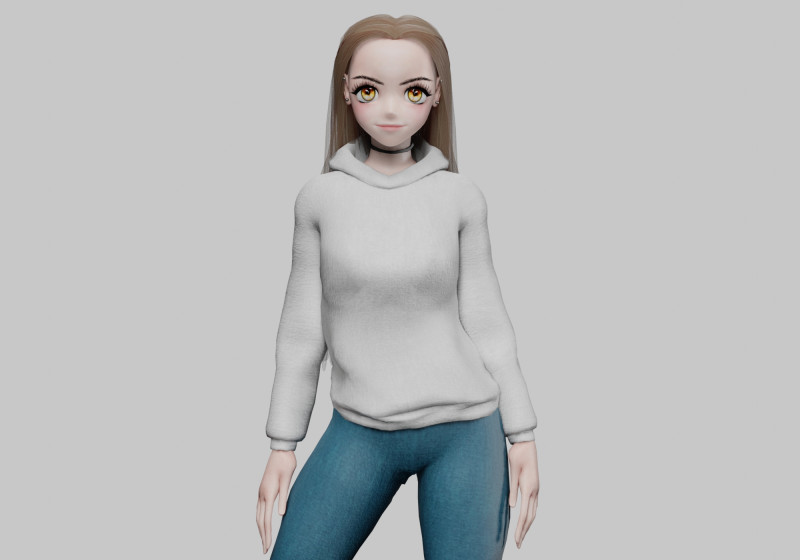 Basic sweet girl V32401 3D Model .c4d .max .obj .3ds .fbx .stl .blend 