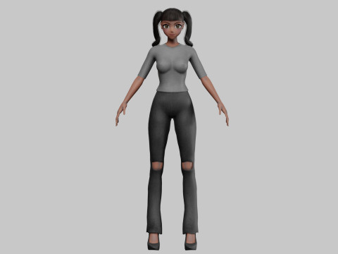 Black cute girl V23106 Modèle 3D