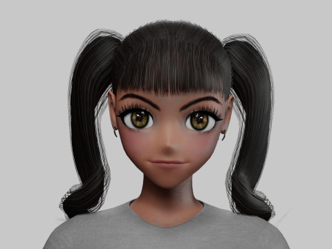 Black cute girl V23106 Modèle 3D