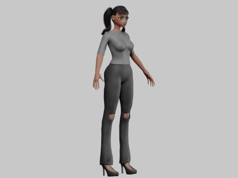 Black cute girl V23106 Modèle 3D