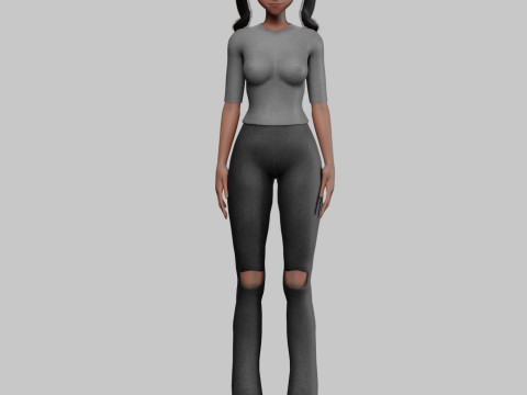 Black cute girl V23106 Modèle 3D