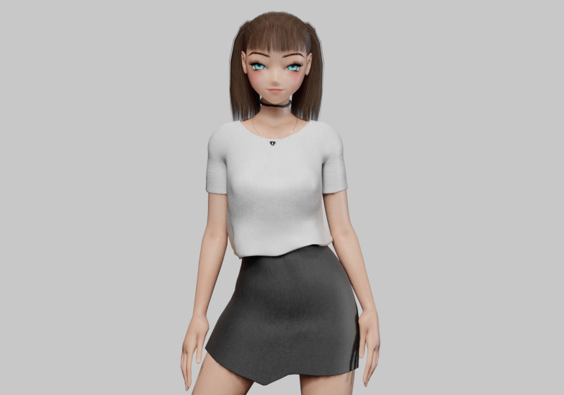 Cartoon anime girl V21366 Modèle 3D .c4d .max .obj .3ds .fbx .stl .blend 