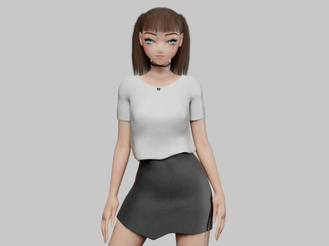 Cartoon anime girl V21366 3D Model