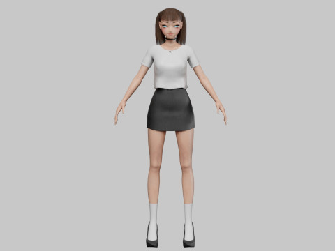 Cartoon anime girl V21366 Modèle 3D