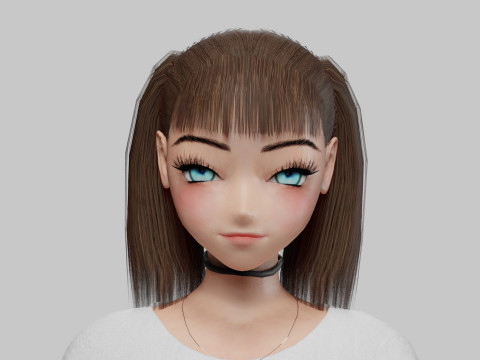 Cartoon anime girl V21366 Modèle 3D