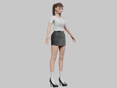 Cartoon anime girl V21366 Modèle 3D