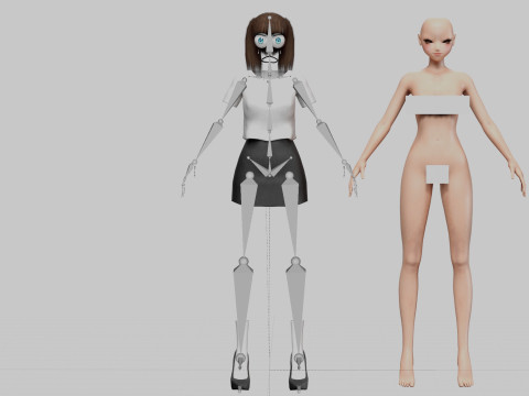 Cartoon anime girl V21366 Modèle 3D