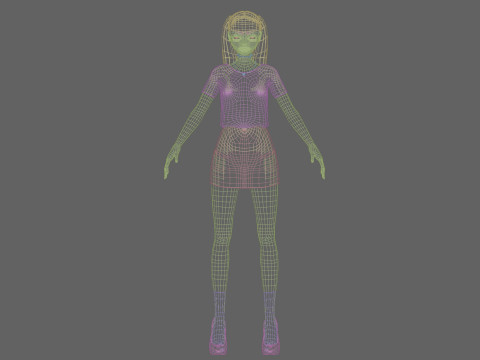 Cartoon anime girl V21366 Modèle 3D