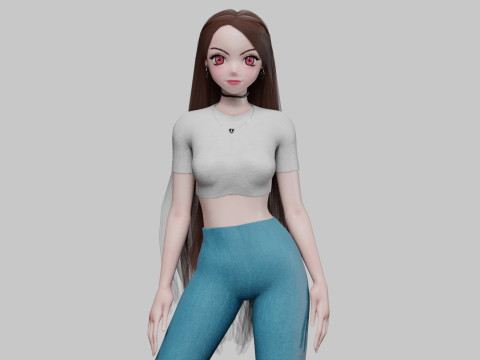 Cartoon cute girl V30923 3D-Modell