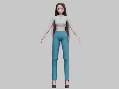 Cartoon cute girl V30923 Modello 3D