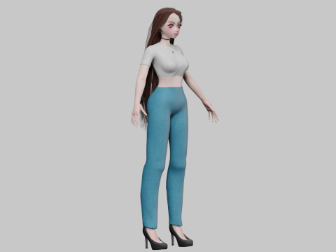 Cartoon cute girl V30923 Modello 3D