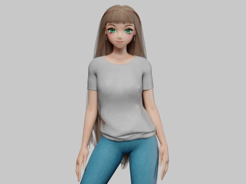 Chica anime cl&aacute;sica V31796 Modelo 3D