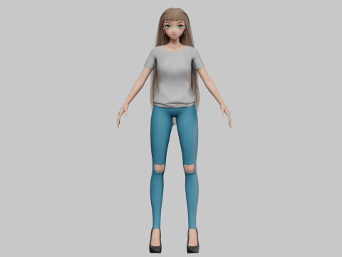 Classic anime girl V31796 Model 3D