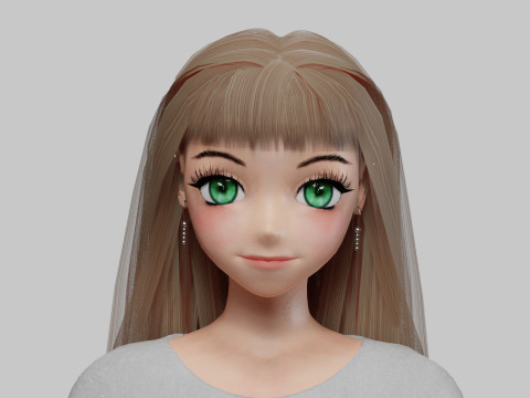 Classic anime girl V31796 Model 3D