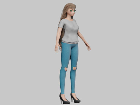 Classic anime girl V31796 Model 3D