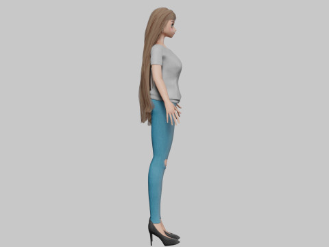 Classic anime girl V31796 Model 3D