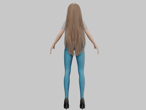 Classic anime girl V31796 Model 3D