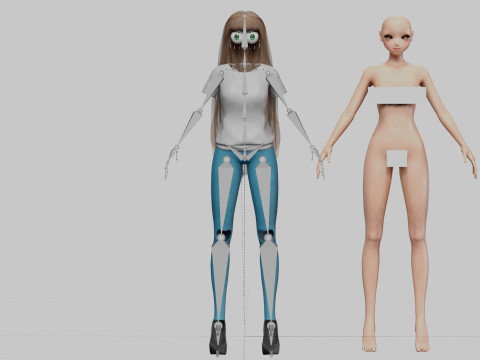 Classic anime girl V31796 Model 3D