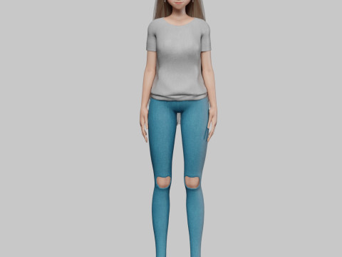 Classic anime girl V31796 Model 3D