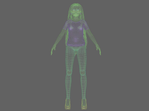 Classic anime girl V31796 Model 3D