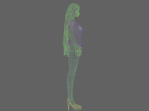 Classic anime girl V31796 Model 3D