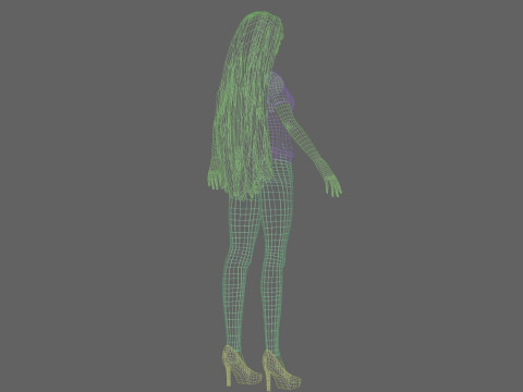 Classic anime girl V31796 Model 3D