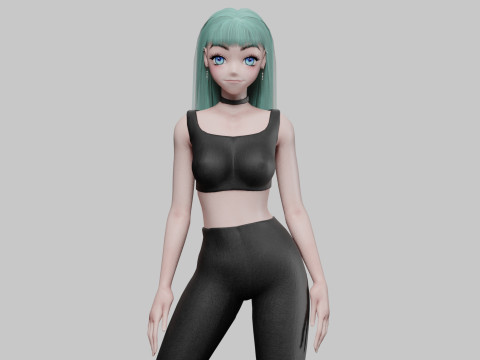 Classic cute girl V27347 3D 模型