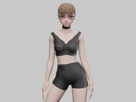 Cool anime girl V18575 3D Model