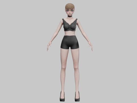 Cool anime girl V18575 Model 3D