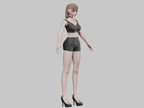 Cool anime girl V18575 Model 3D