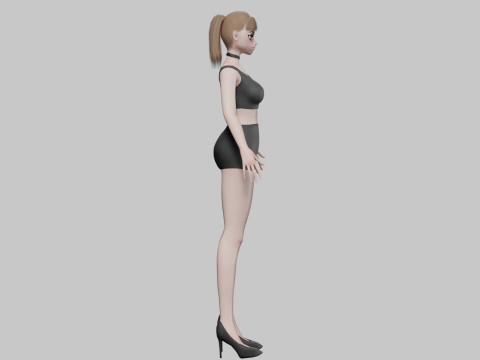 Cool anime girl V18575 Model 3D