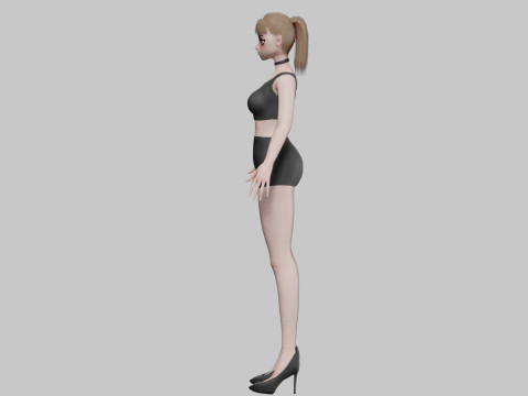 Cool anime girl V18575 Model 3D