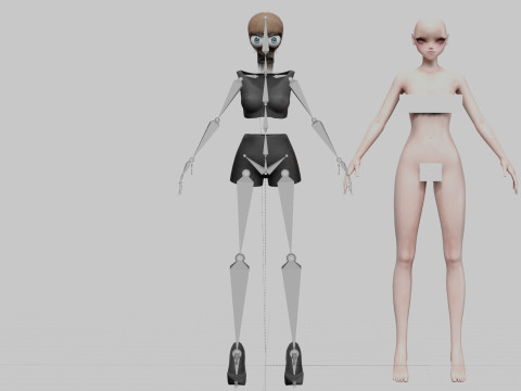 Cool anime girl V18575 Model 3D
