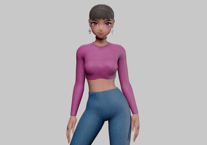 Cool cute girl V23576 3D Model .c4d .max .obj .3ds .fbx .stl .blend 