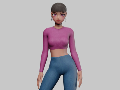 Cool cute girl V23576 3D Model