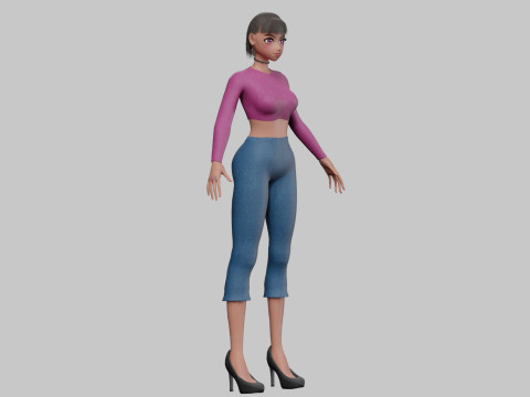Cool cute girl V23576 3D Model