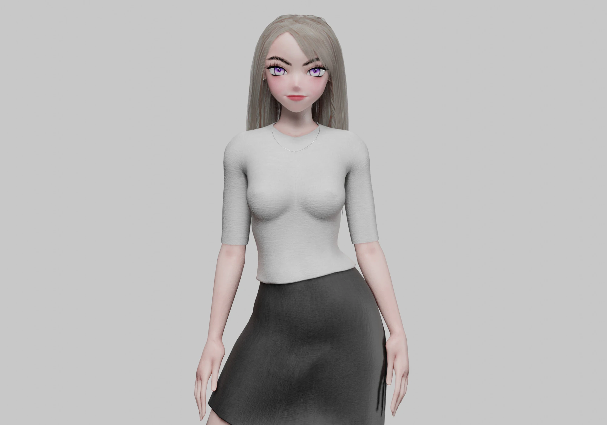 Cute anime girl V32626 3D Model .c4d .max .obj .3ds .fbx .stl .blend