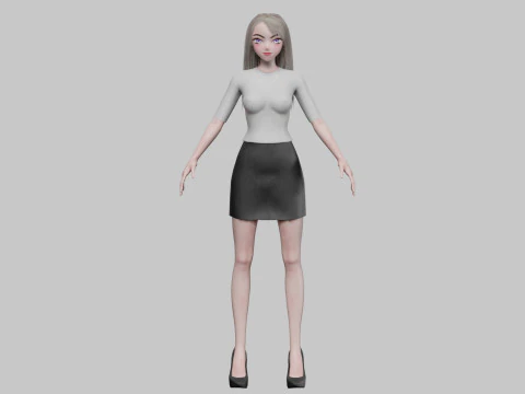 Cute anime girl V32626 3D Model