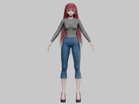 Cute Basic girl V33934 3D Model