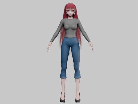 Cute Basic girl V33934 3D Model