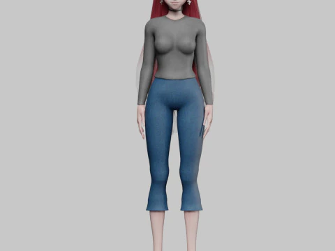 Cute Basic girl V33934 3D Model