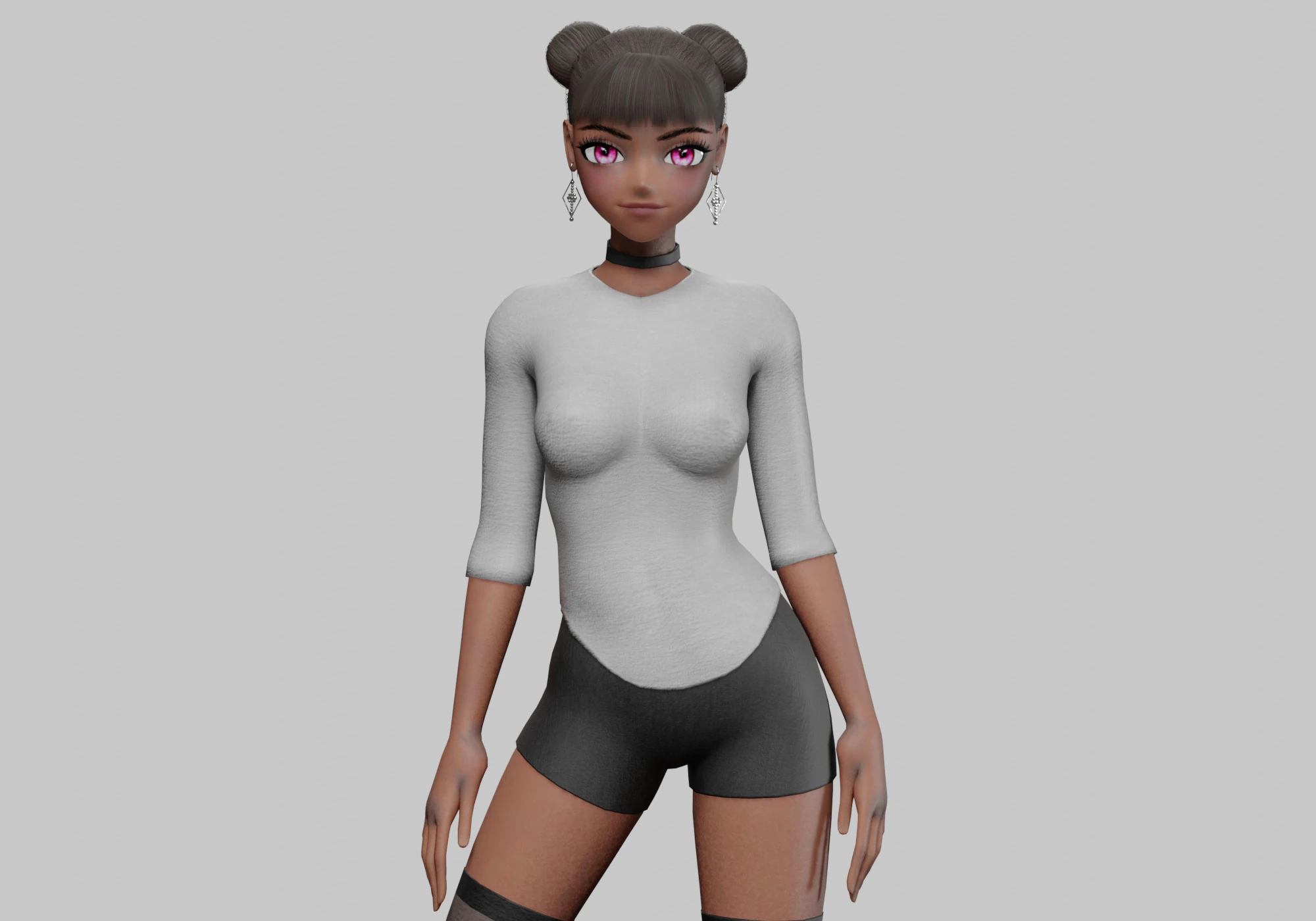 Cute black girl V24116 3D Model .c4d .max .obj .3ds .fbx .stl .blend 