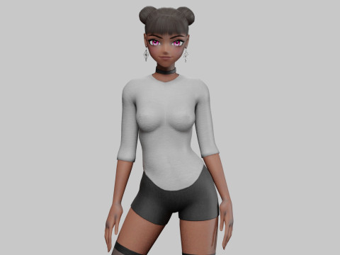 Cute black girl V24116 3D Model