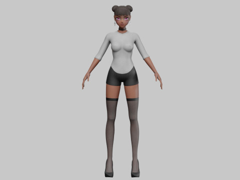 Cute black girl V24116 Model 3D